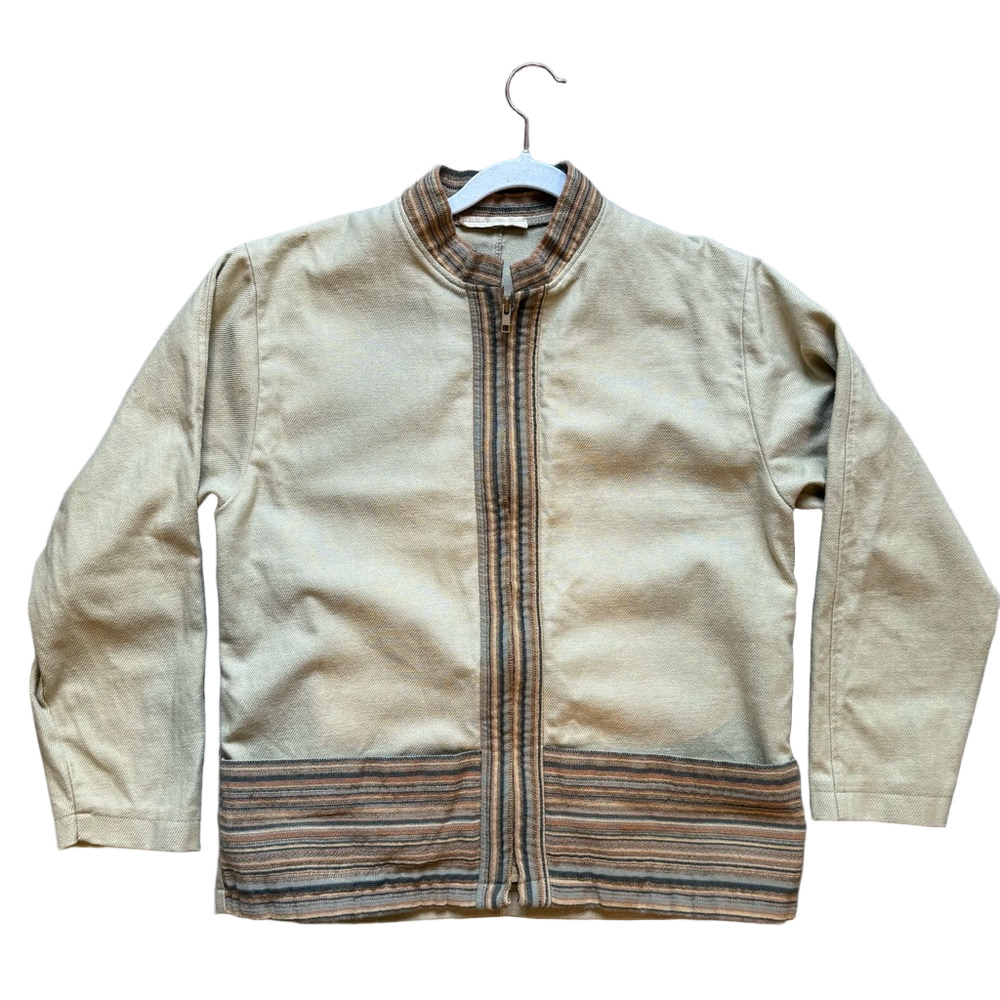 Source Unknown Vintage Tan Striped Bomber Jacket Size S or M Retro